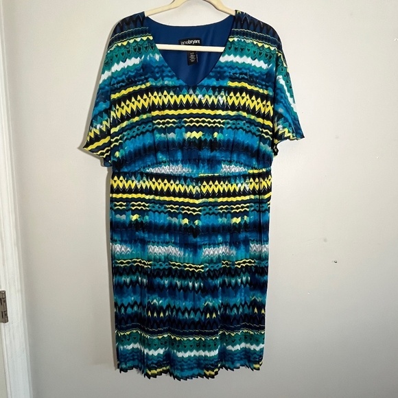 Lane Bryant Dress 18 Blue Aztec Midi Chevron Feminine Tribal Western Boho Retro - Picture 3 of 12